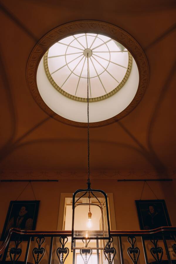 The domed skylight above the staircase at The Salwey Lodge near Ludlow